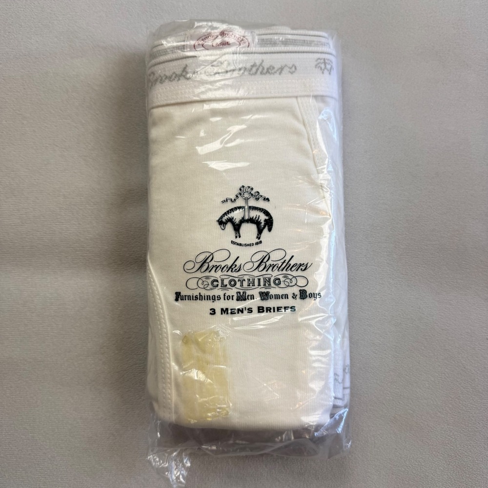 VTG Brooks Brothers Mens LG 3 Pk Cotton Briefs White USA Made Clergy Estate Find